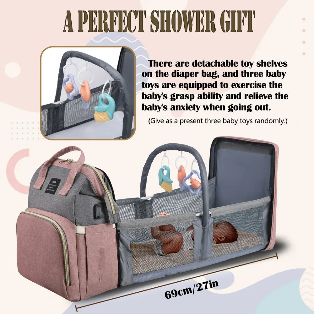 Mommy Bag with Portable Folding Crib Bed