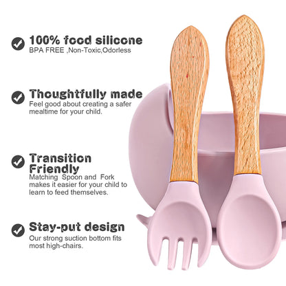 3PCS/Set Silicone Baby bowl, spoon and fork