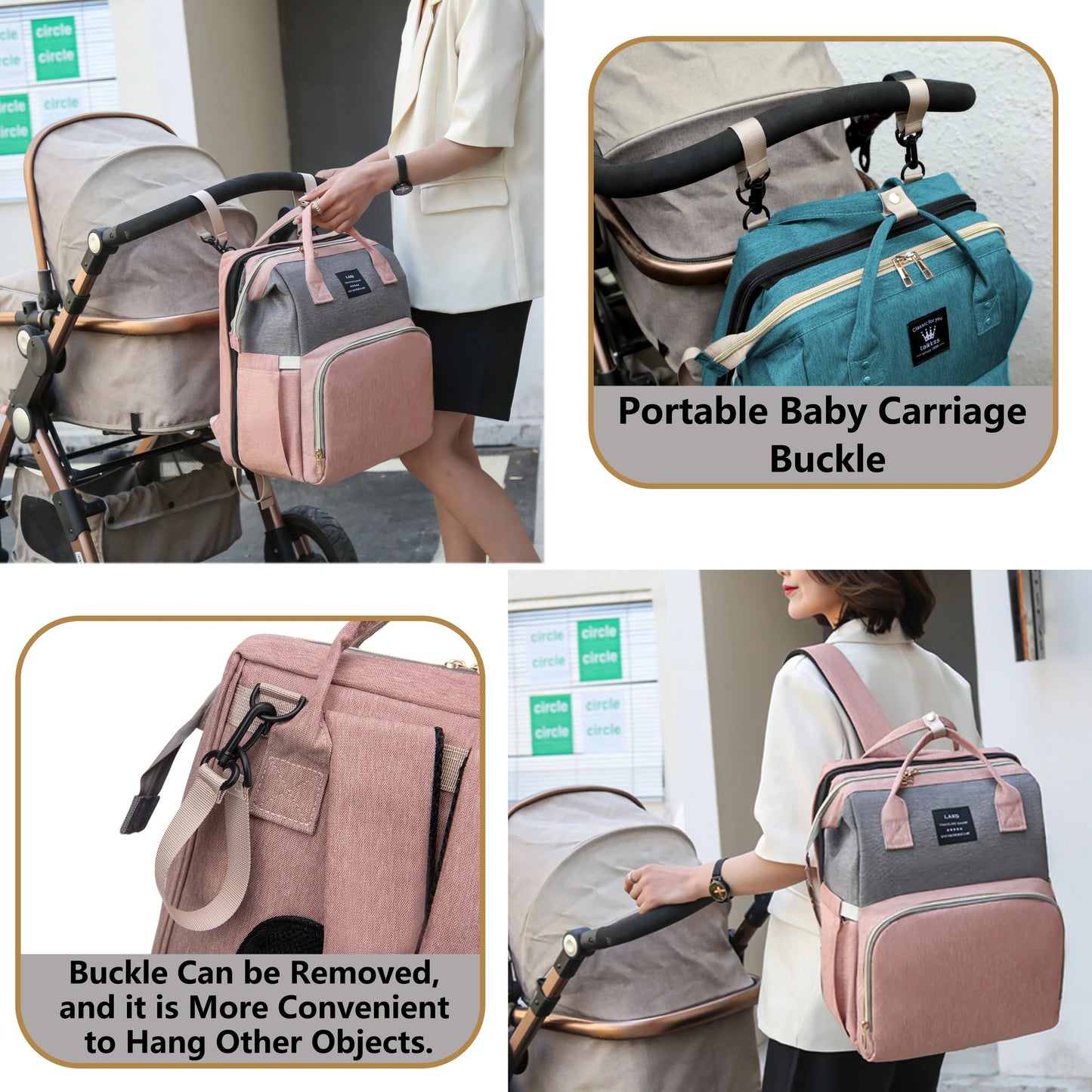 Mommy Bag with Portable Folding Crib Bed